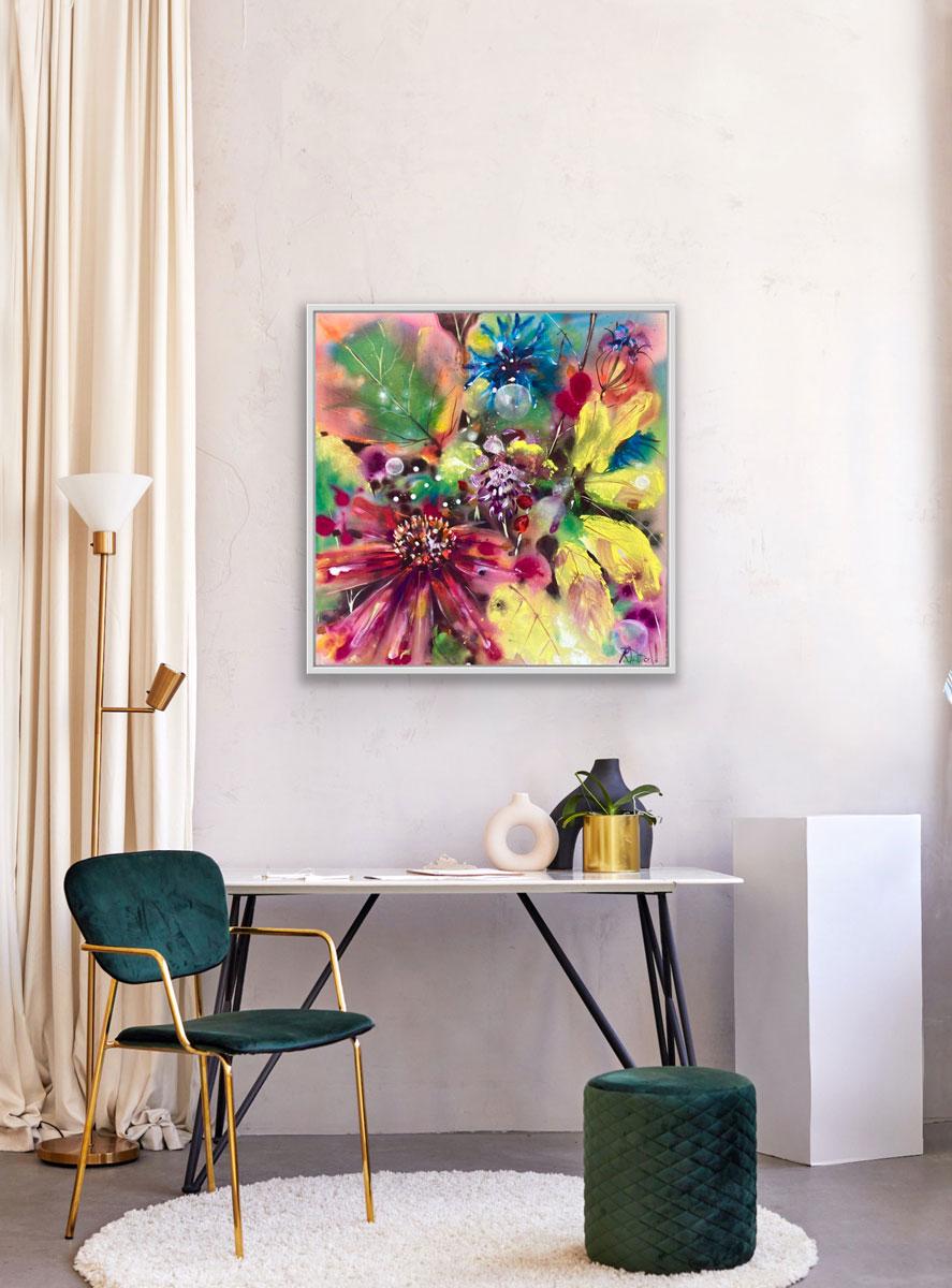 Echinacea und Klee

Die Bilder von Rachael Dalzell sind farbenfroh und ausdrucksstark.  Ihr freier und lebendiger Umgang mit der Farbe durch verschiedene Techniken,  bedeuten, dass es in Rachaels Werk ebenso sehr um Stimmungen wie um Orte geht.  Sie