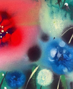 Elysium fields. Bright bold poppies. Acrylic on canvas. By Racheal Dalzell