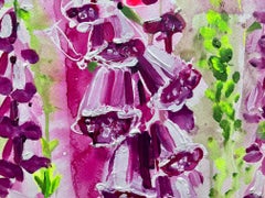 Fairies amongst the foxgloves by Rachael Dalzell. Acrylic on paper, framed.