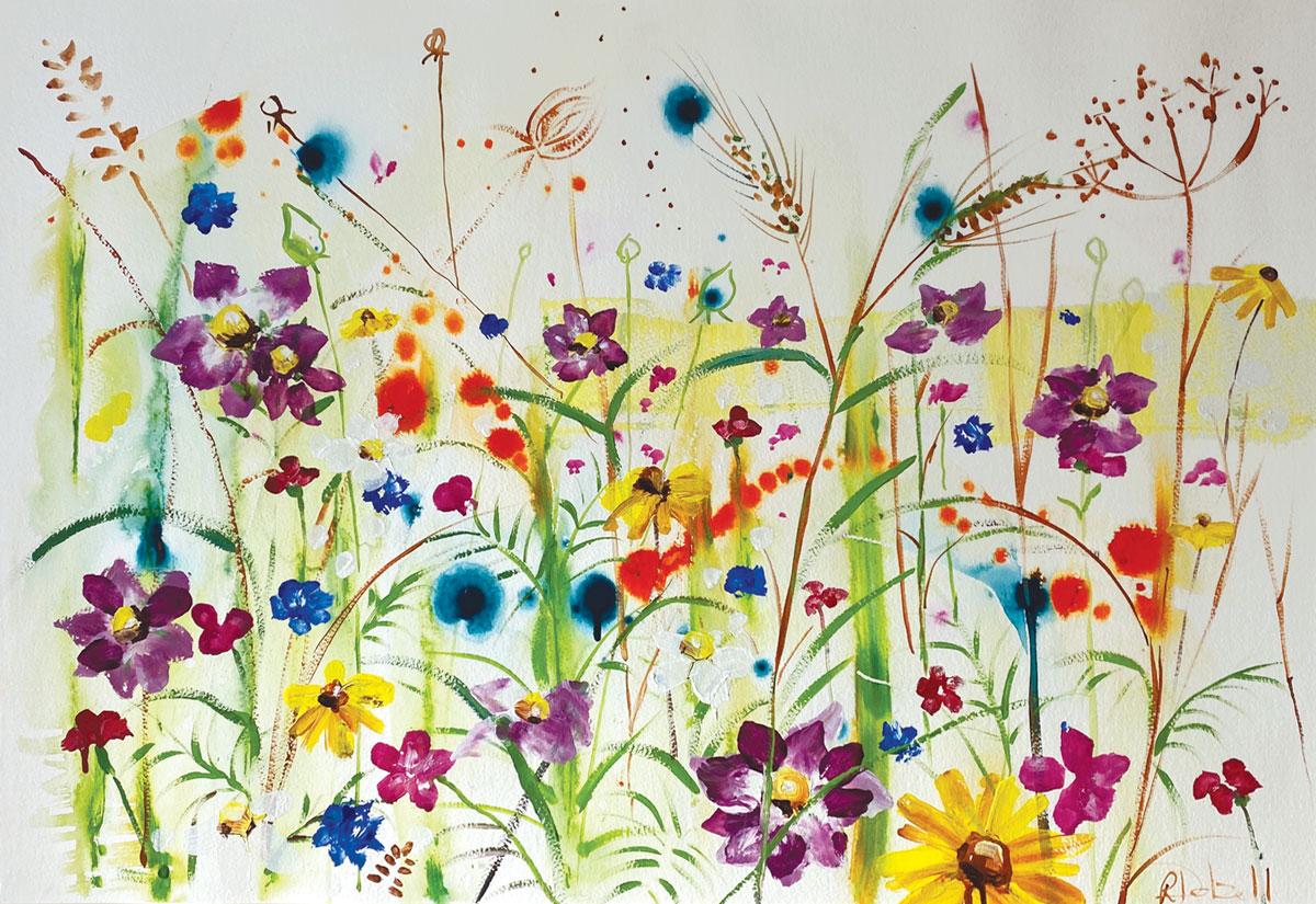 Rachael Dalzell Landscape Painting – Fiesta auf den Feldern