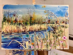 From the calm whispers of reeds by Rachael Dalzell, acrylic on canvas
