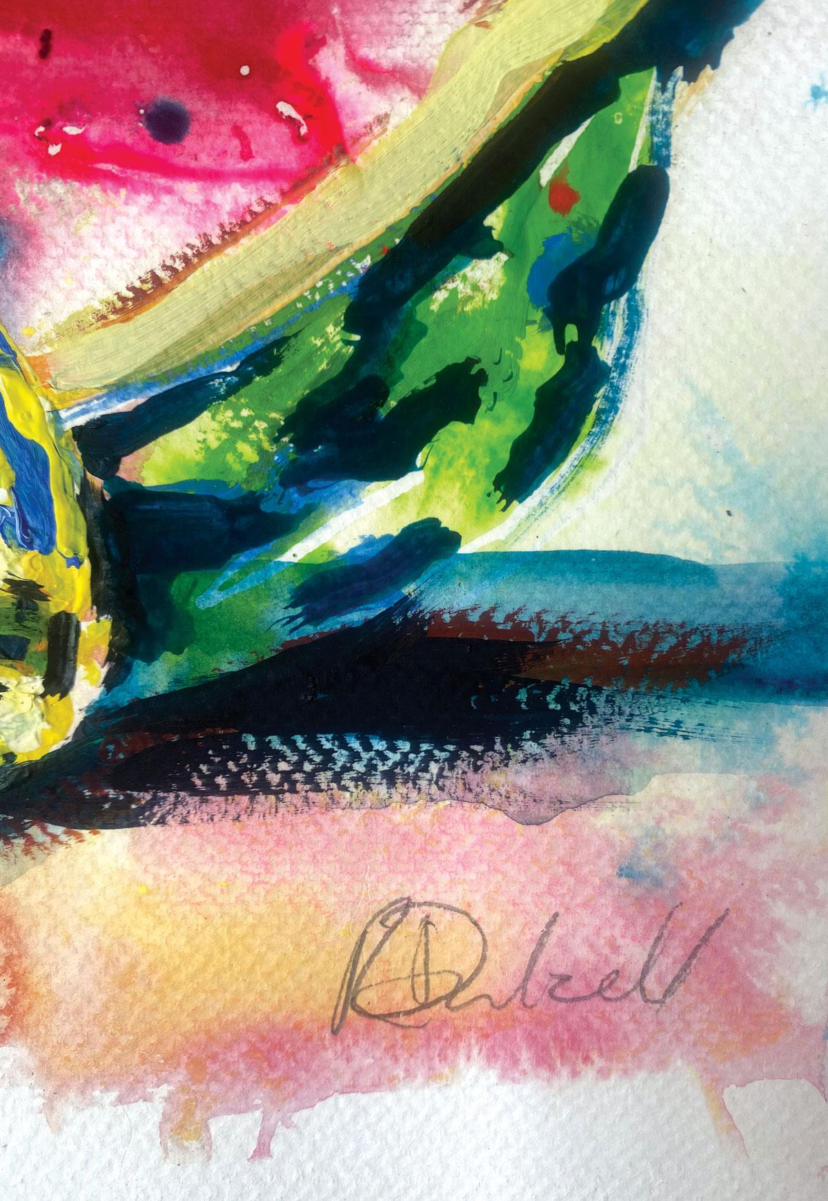 Obstserie #1 von Rachael Dalzell. Acryl auf Papier. im Angebot 4