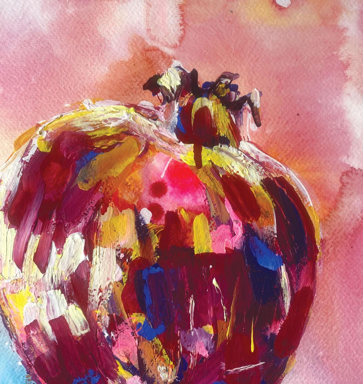 Fruit series #2 by Rachael Dalzell. Acrylic on paper. For Sale 1
