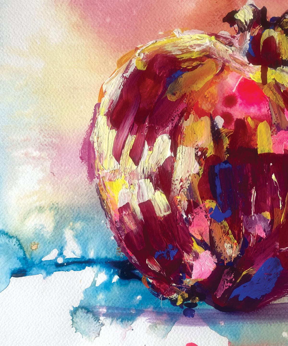 Fruit series #2 by Rachael Dalzell. Acrylic on paper. For Sale 2