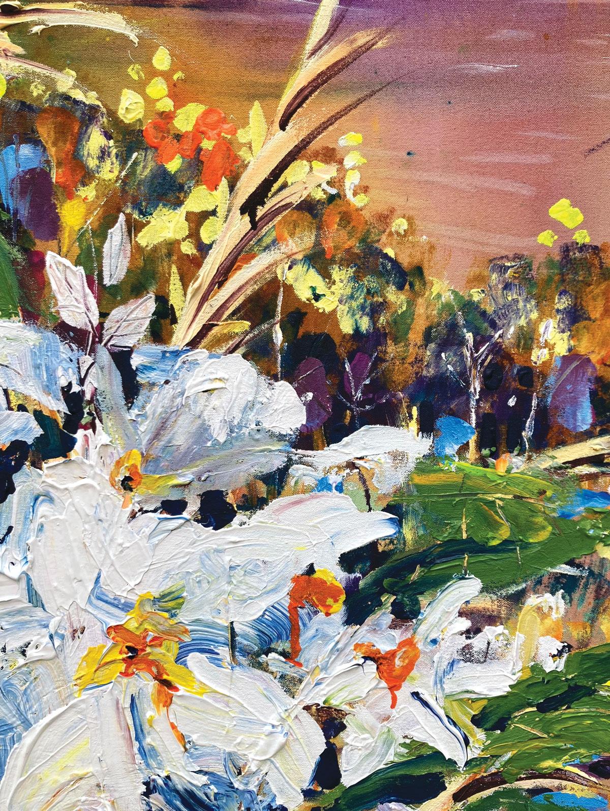 Gentle Breeze Through Olive Trees - Expressionist Painting by Rachael Dalzell