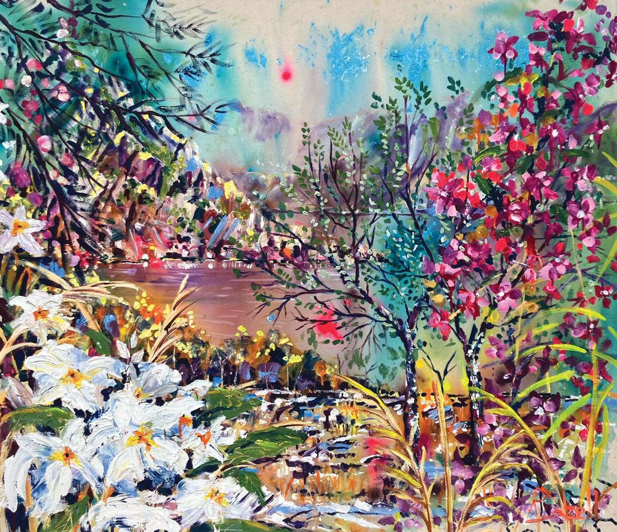 Gentle Breeze Through Olive Trees - Painting by Rachael Dalzell