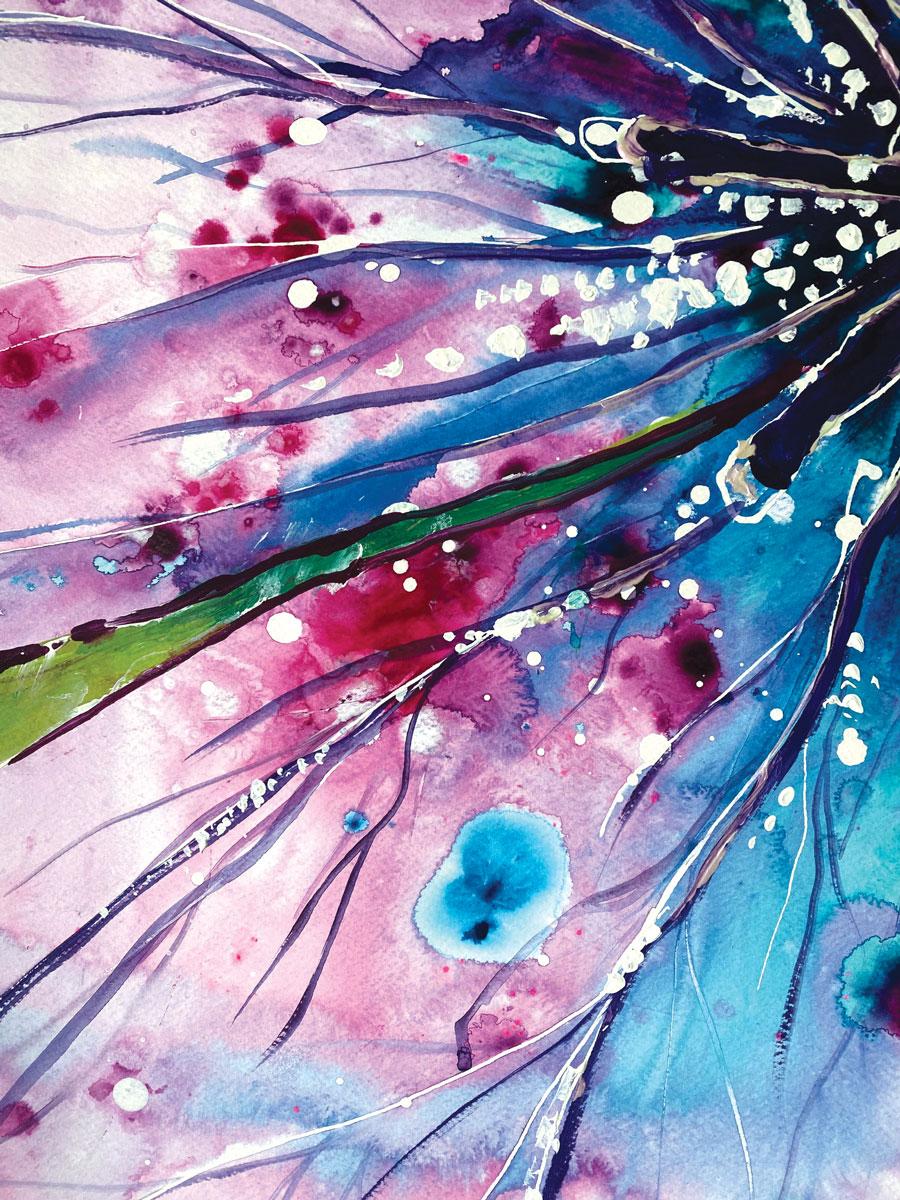 Geranie Psilostemon (Impressionismus), Painting, von Rachael Dalzell