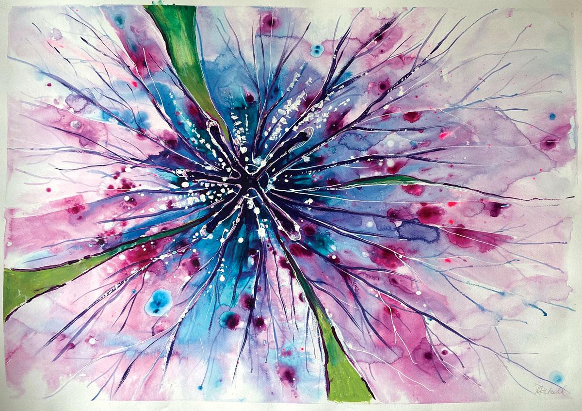 Geranie Psilostemon – Painting von Rachael Dalzell