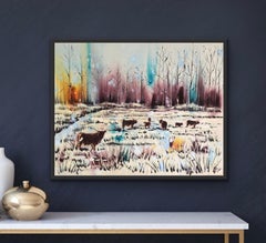 Grazing on the Common Rachael Dalzell Acrylic on Canvas with Tray Frame