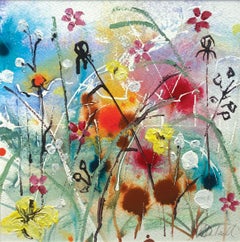 Happy Blossoms by Rachael Dalzell. Acrylic on paper. 