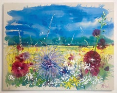 Hollyhocks im Heckenholz