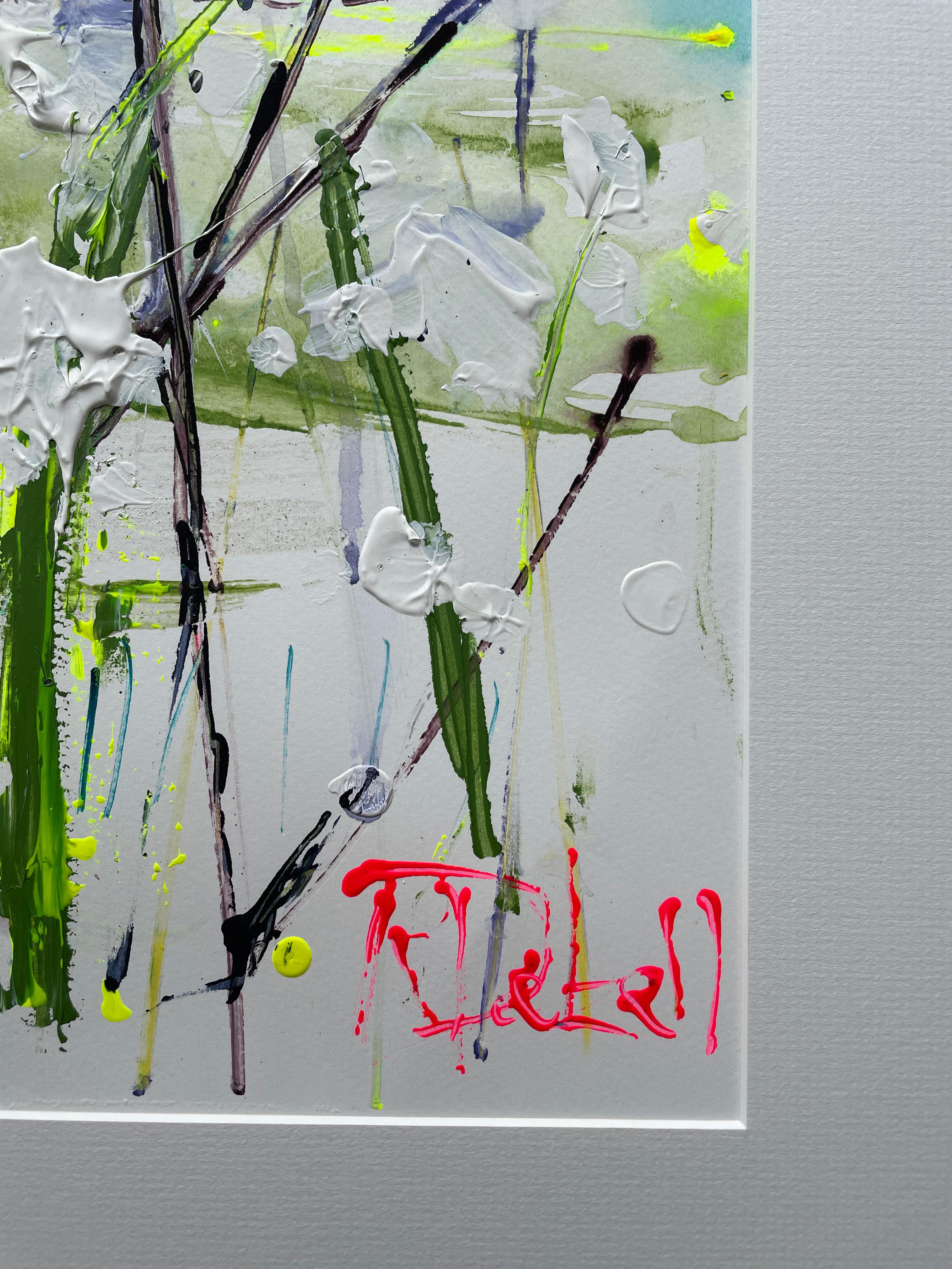 Late afternoon in the fields by Rachael Dalzell. Acrylic on paper. Unframed. For Sale 2