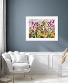 Late Spring by Rachael Dalzell. Wildflowers in the forest. Framed painting