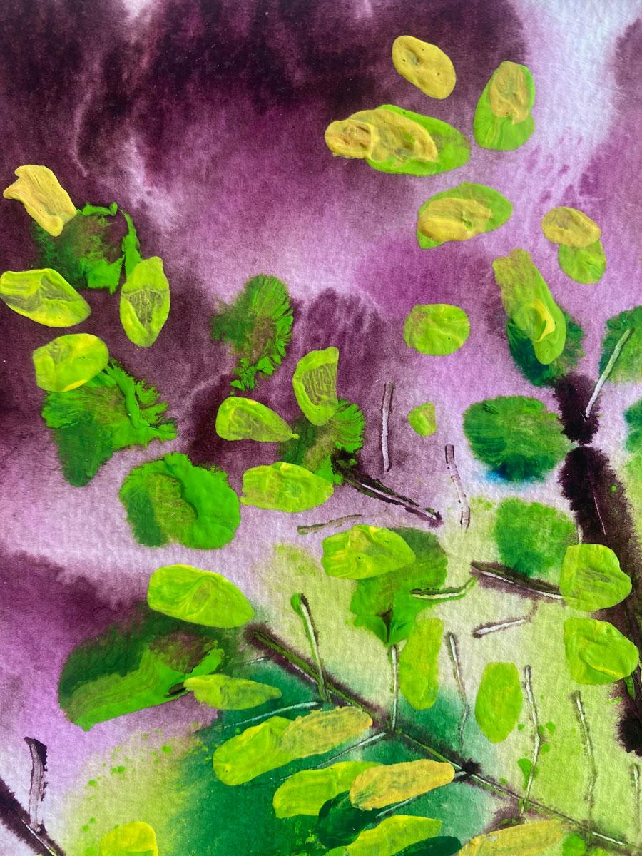 Laubgrün. von Rachael Dalzell. Acryl auf Papier. im Angebot 3