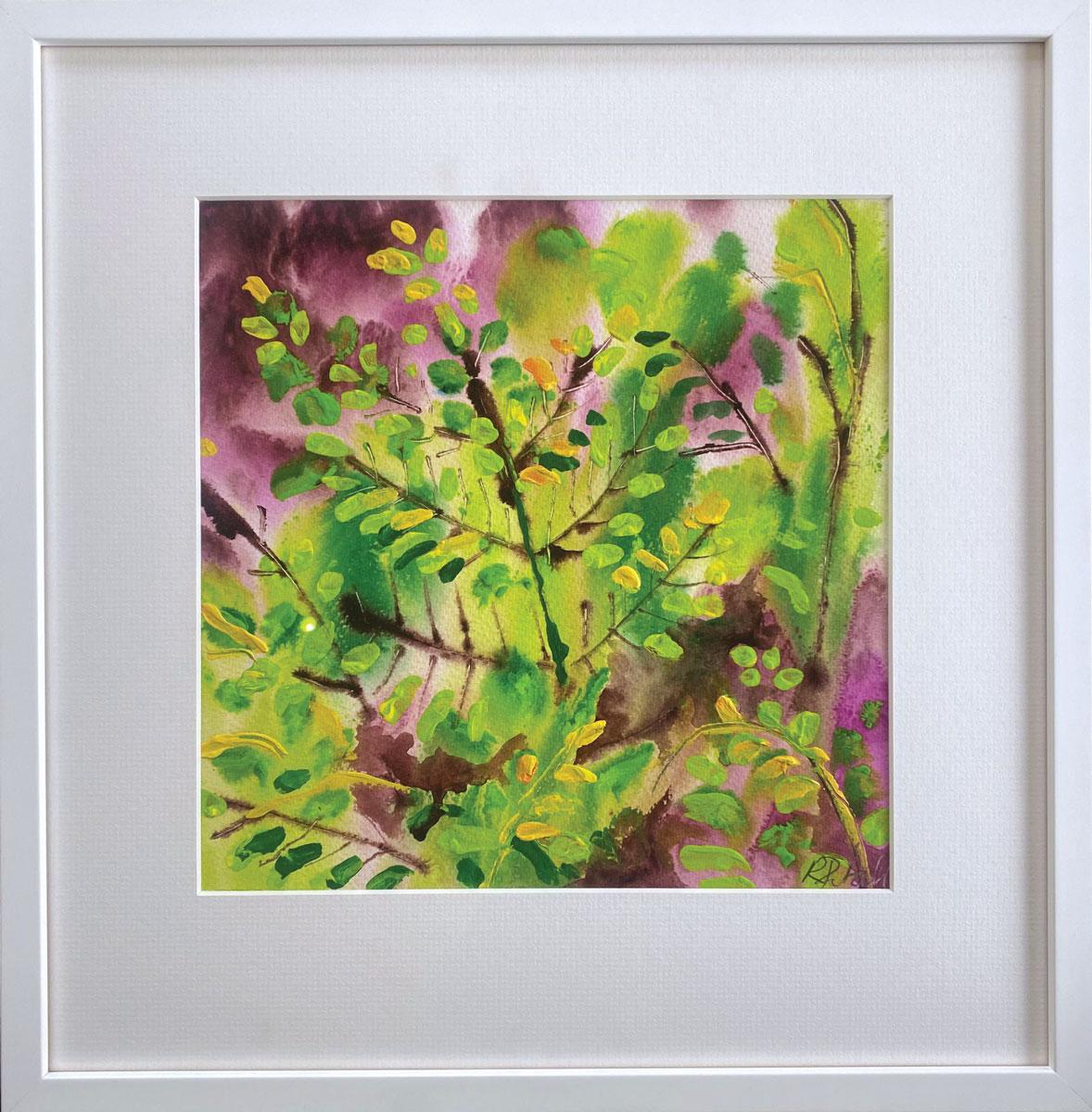 Laubgrün. von Rachael Dalzell. Acryl auf Papier. im Angebot 4