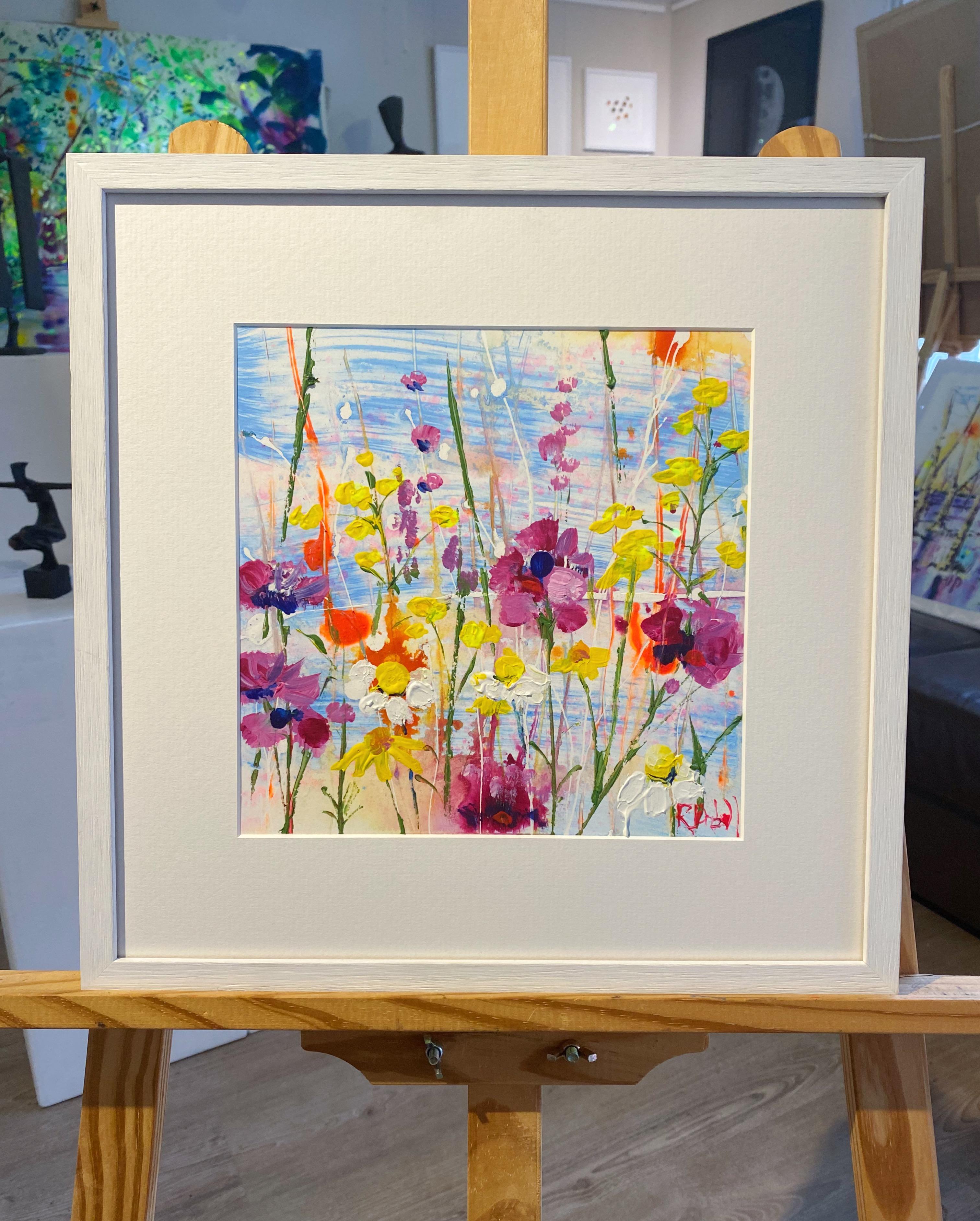 Midsummer Day by Rachael Dalzell. Acrylic on paper. White wood frame 3