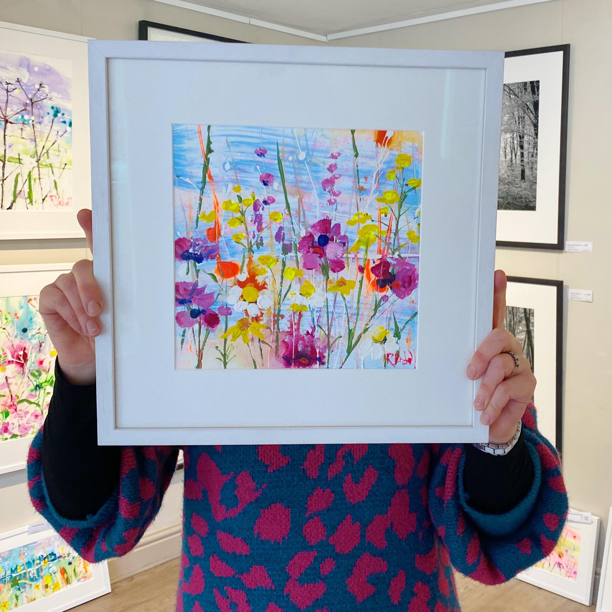 Midsummer Day by Rachael Dalzell. Acrylic on paper. White wood frame 5