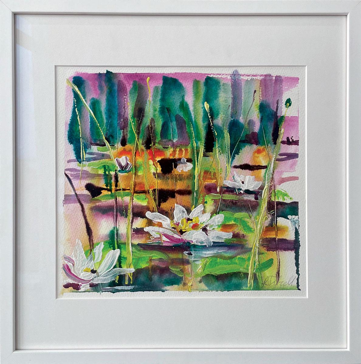No noise except the birds and bees. by Rachael Dalzell. Acrylic on paper. For Sale 3