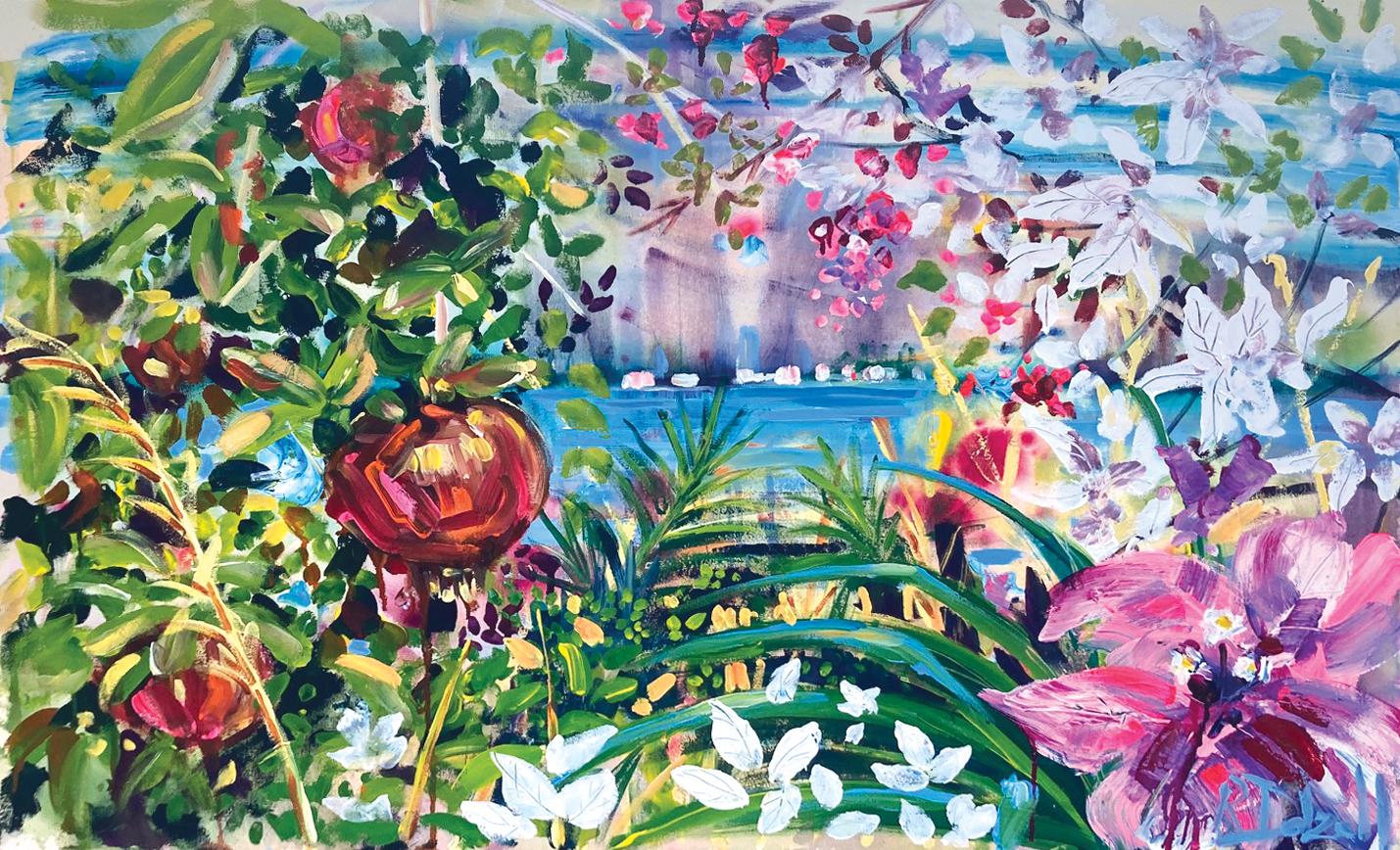 Rachael Dalzell Landscape Painting - Pomegranates and Sunshine