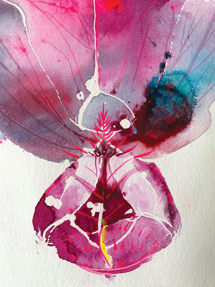 Salvia Hot Lips - Impressionist Painting by Rachael Dalzell