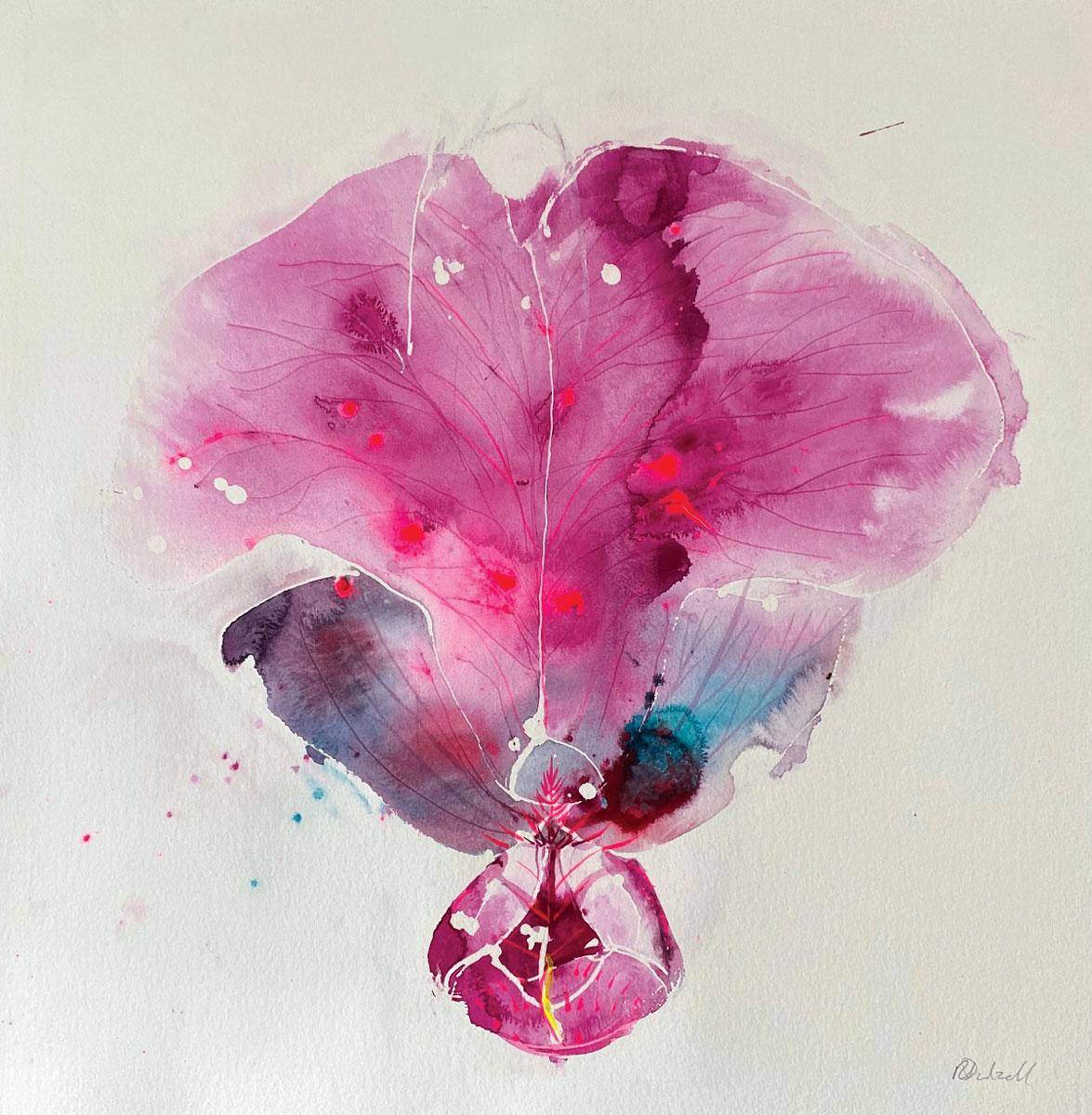Salvia Hot Lips - Painting by Rachael Dalzell