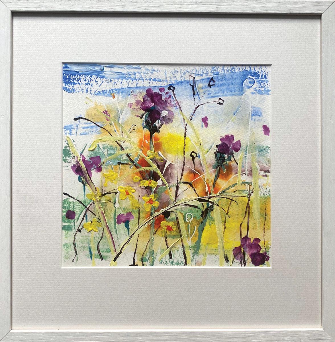 Summer Thistles by Rachael Dalzell. Acrylic on paper.  For Sale 3