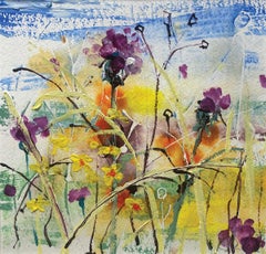 Summer Thistles by Rachael Dalzell. Acrylic on paper. 