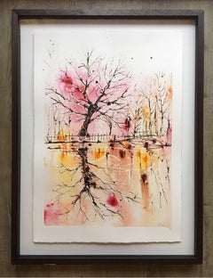 The Colours of Winter by Rachael Dalzell. Acrylic paint on paper with wood frame