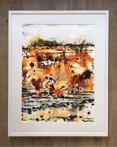 The Crumbling Cliffs by Rachael Dalzell.  Acrylic paint on paper with wood frame