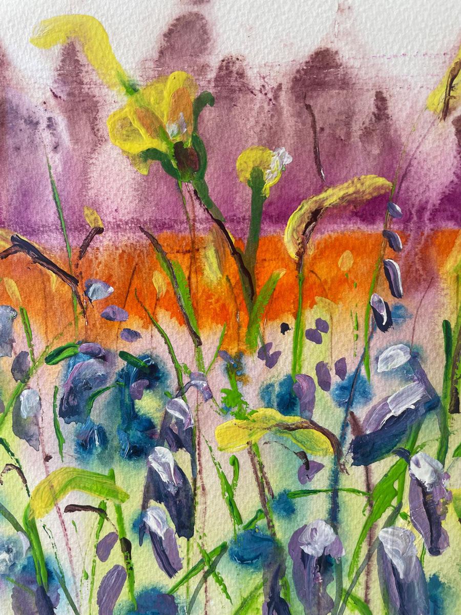 The fairest of flowers. by Rachael Dalzell. Acrylic on paper. For Sale 2
