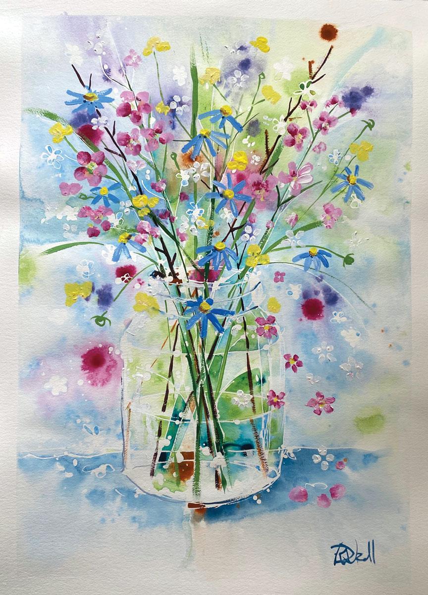 Rachael Dalzell Landscape Painting - Vase of flowers #4