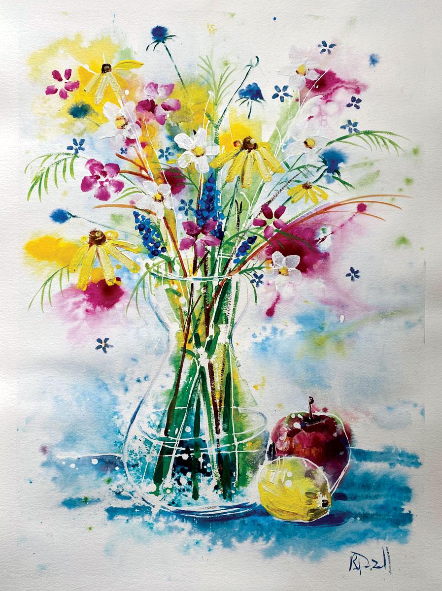 Rachael Dalzell Landscape Painting - Vase of flowers #5