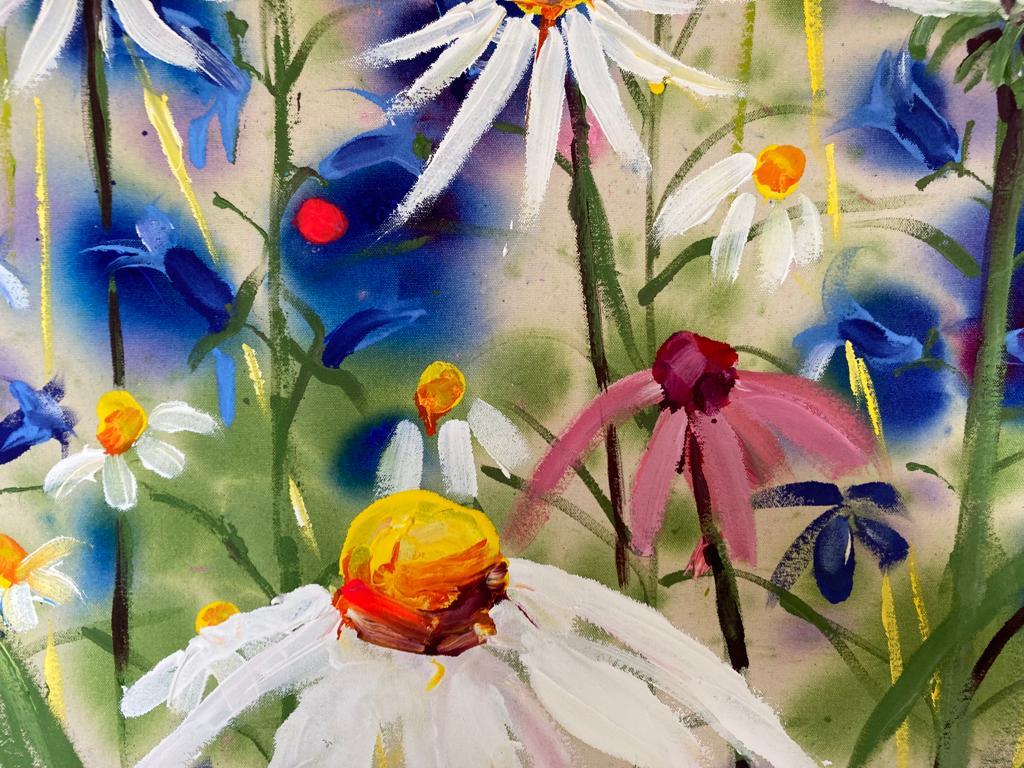 Là où les fleurs s'épanouissent par Rachael Dalzell, acrylique sur toile en vente 1