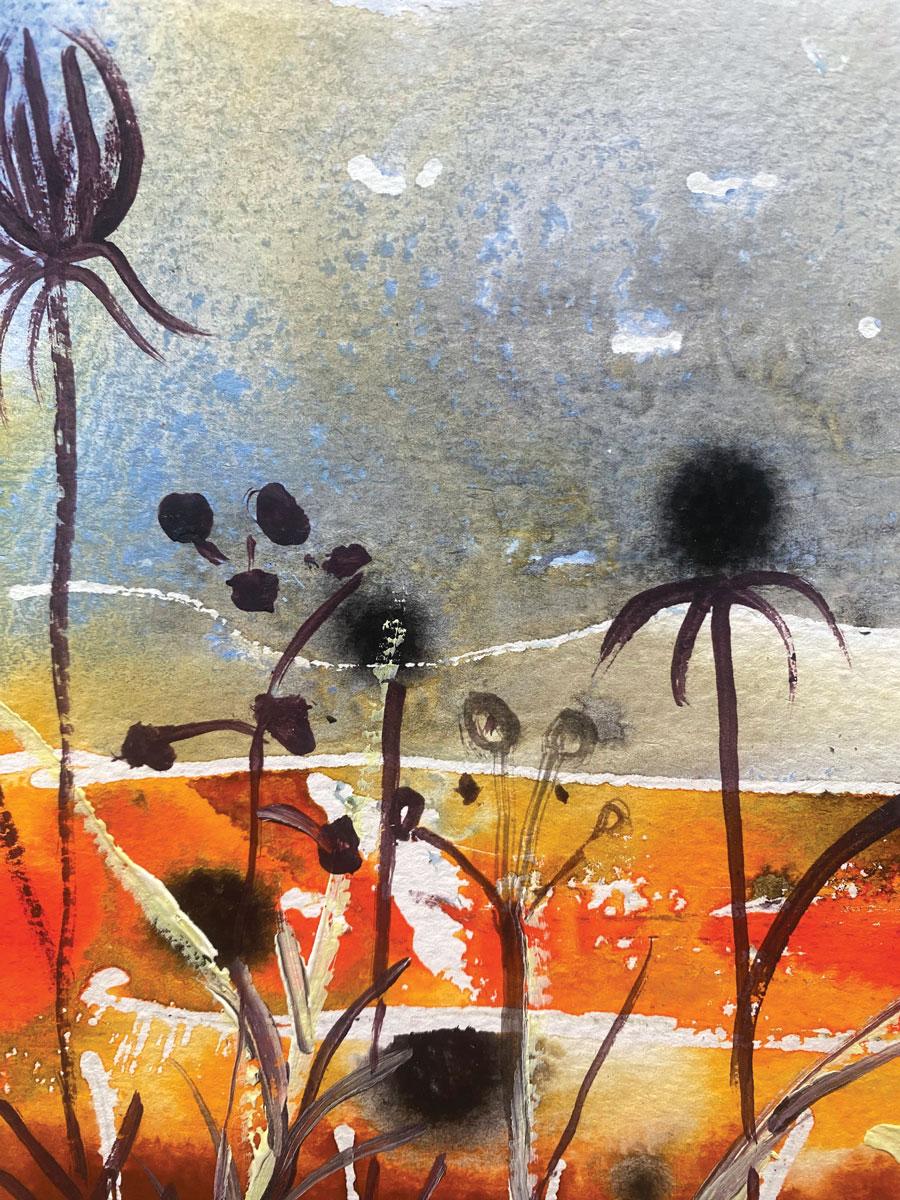 Winter fields by Rachael Dalzell. Acrylic on paper.  For Sale 2