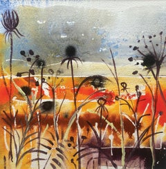 Winter fields by Rachael Dalzell. Acrylic on paper.