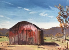 A Barn Along the Pig Trail in Ozark National Fores, Painting, Oil on MDF Panel