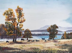 Landscape of Fall Colors Near London, Arkansas, Painting, Oil on MDF Panel