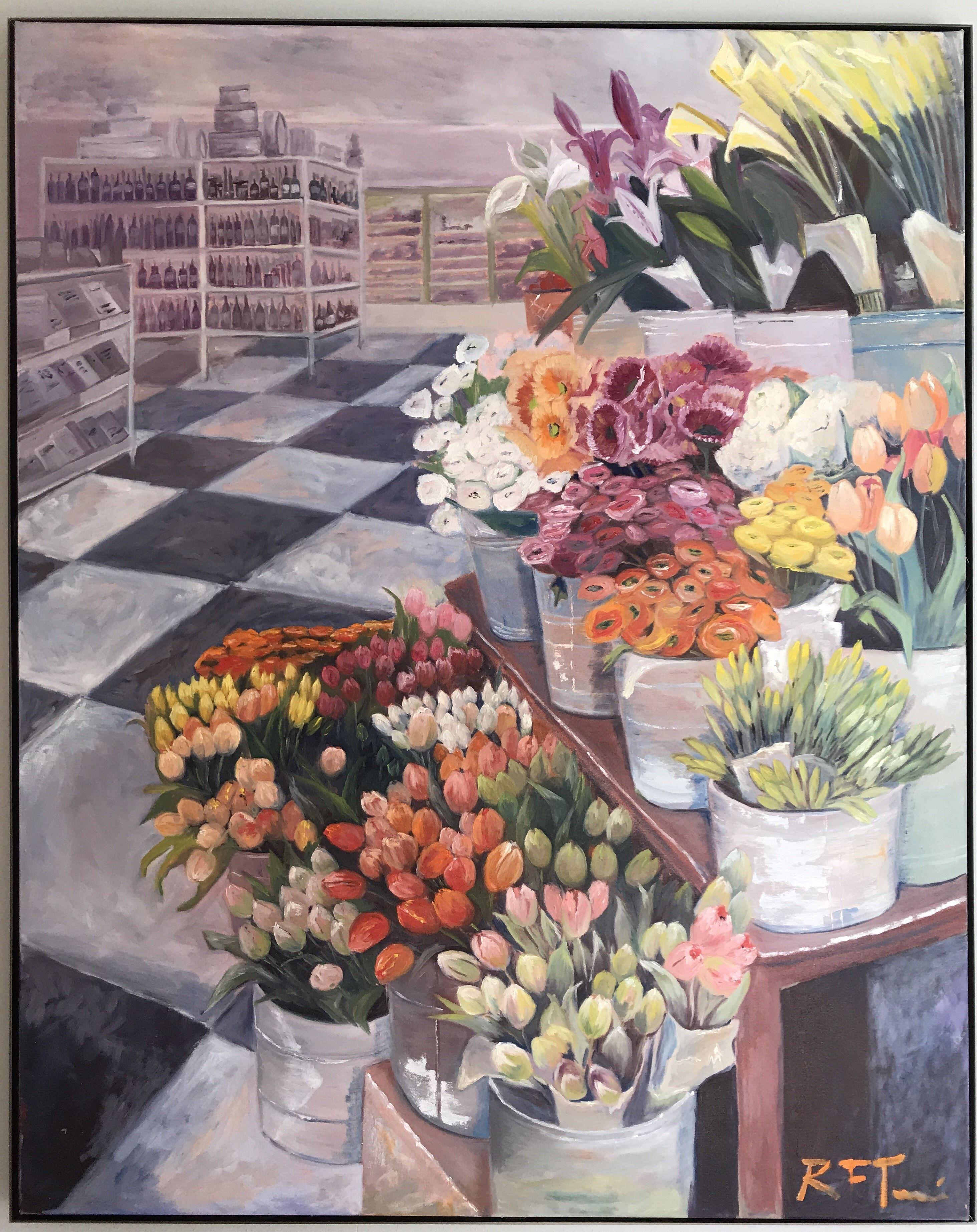Grande huile sur toile d'une fleur à vendre, peinture, huile sur toile - Impressionnisme Painting par Rachael Florence