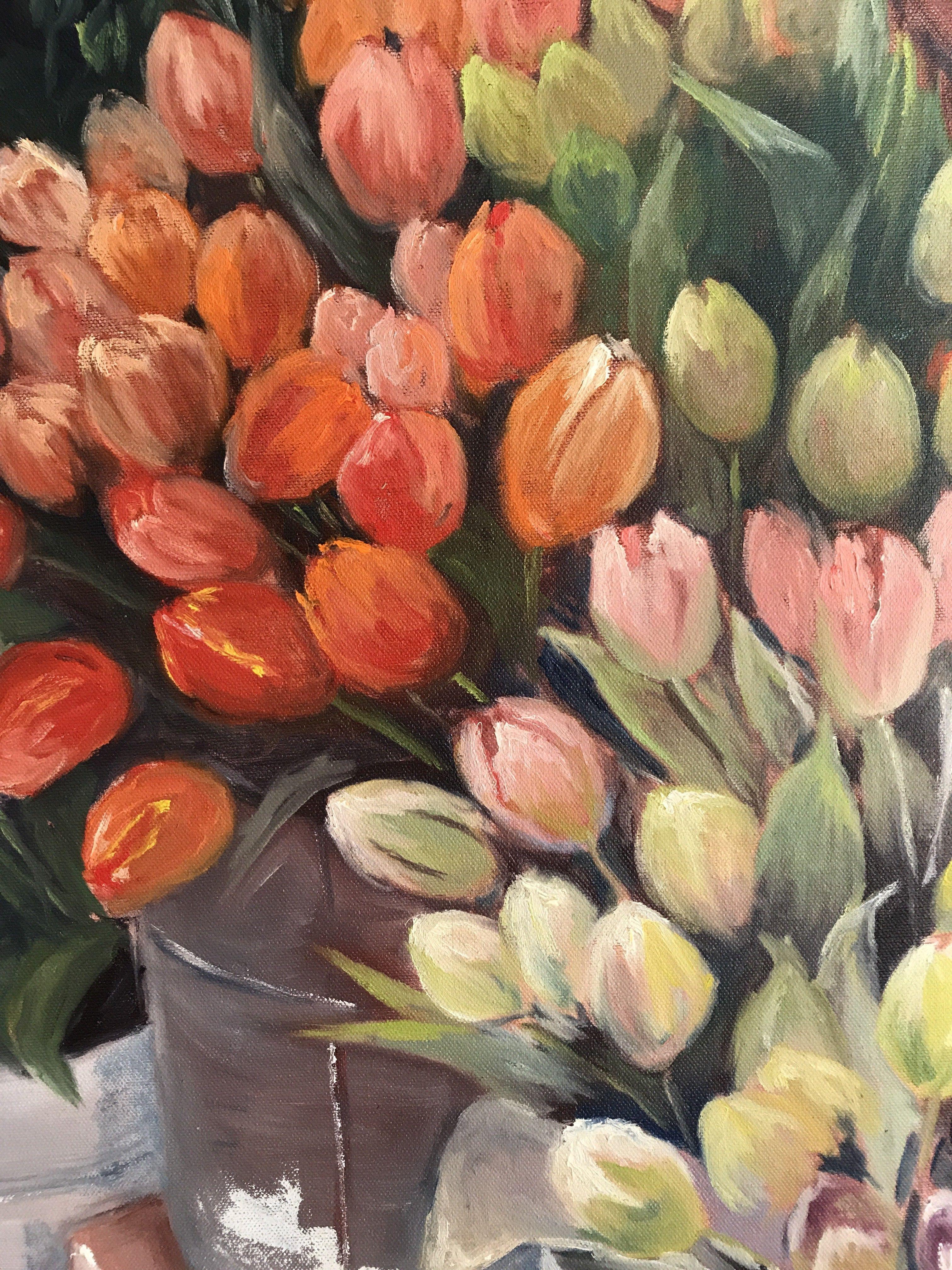 Gran óleo sobre lienzo de una flor en venta, Pintura, Óleo sobre lienzo en venta 1