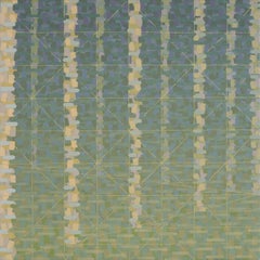 "TURNING POINT", oil painting on linen, geometric, olive, green, tan, trees