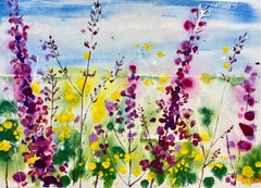 Summer Days, Bright floral art, English watercolour painting, Foxglove paintning