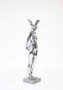 "Stainless Steel Vigils Echo" Contemporary Nude Sculpture of a Woman 