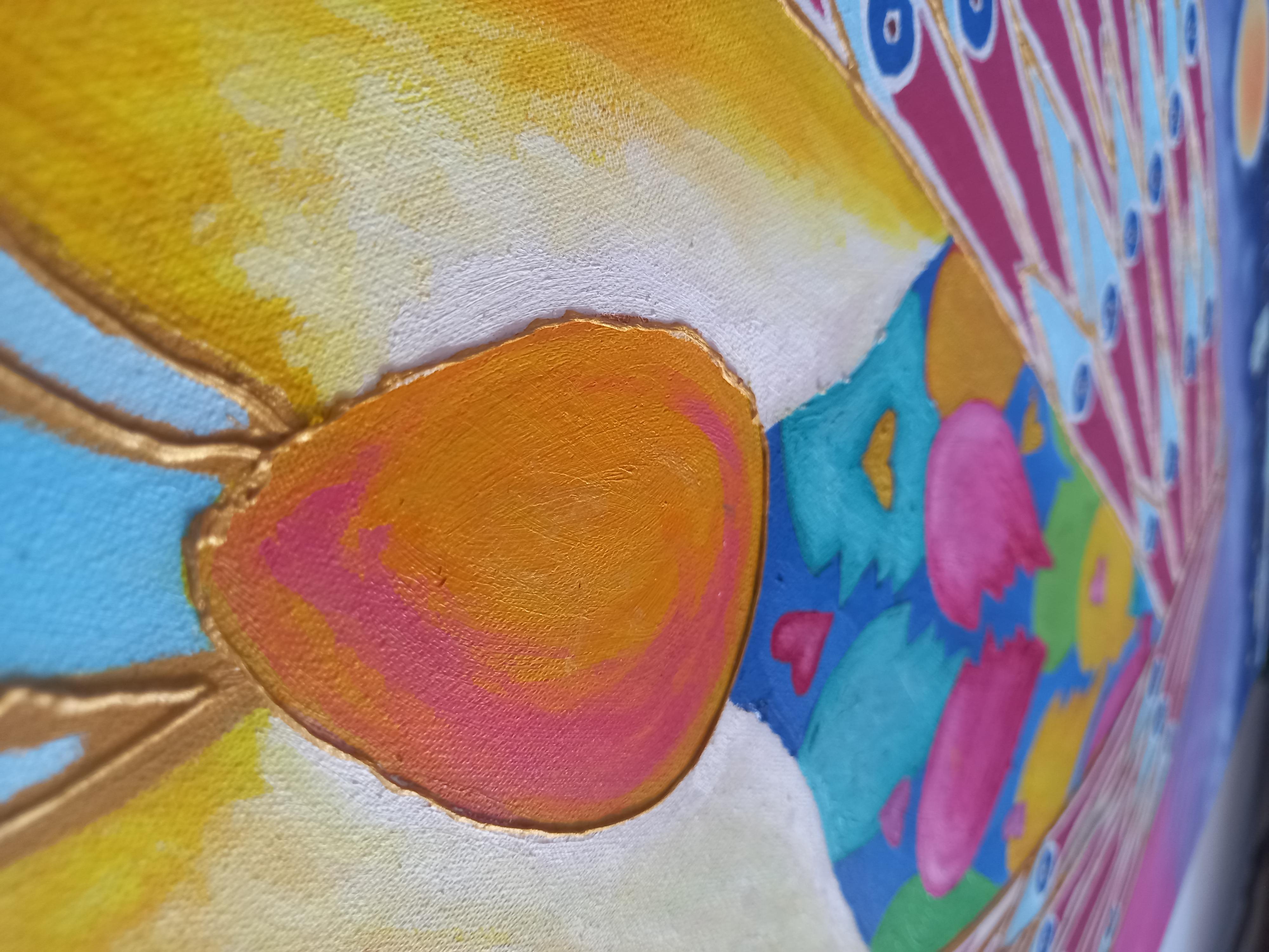 Angel Protector - Gray Abstract Painting by Rachel AR