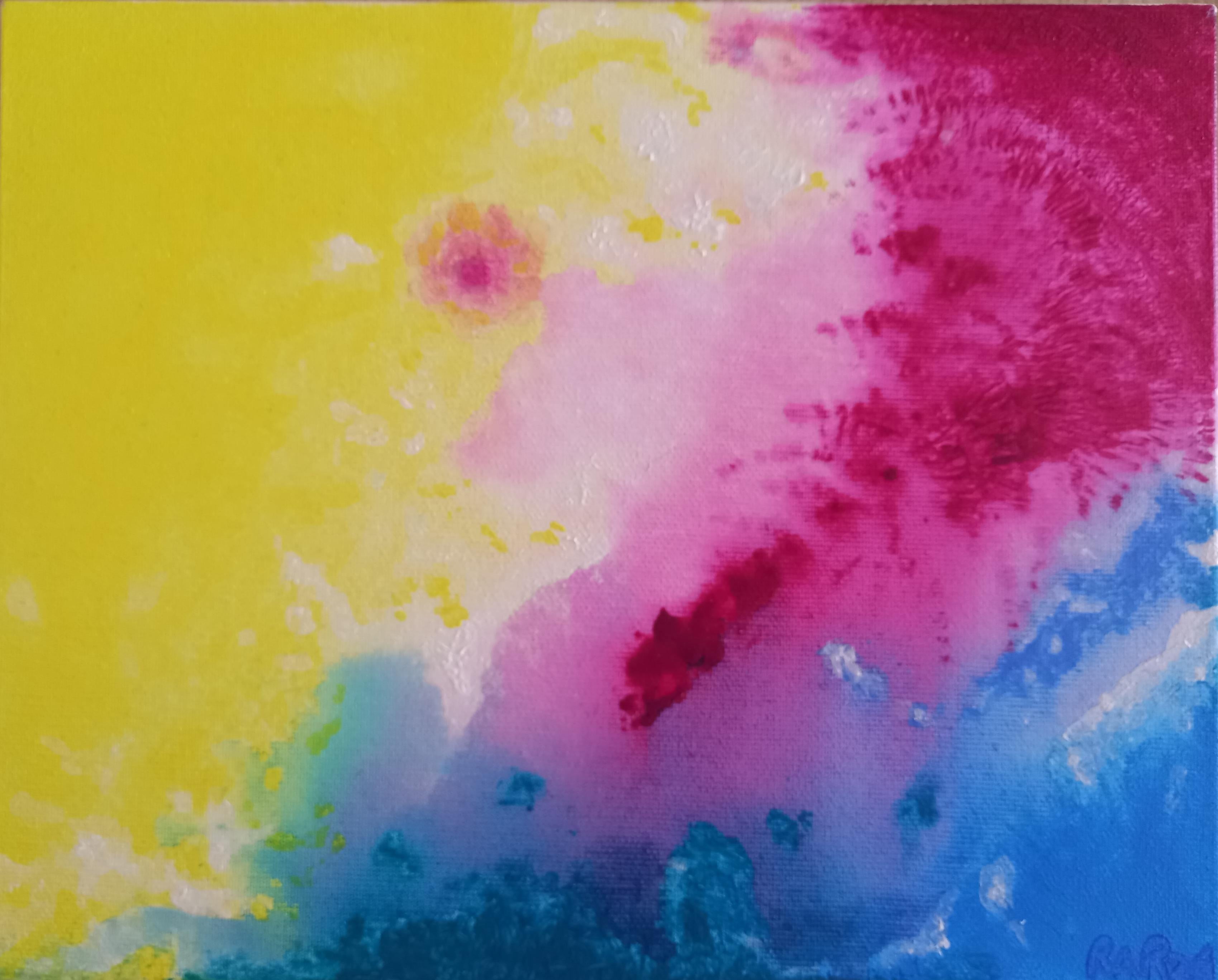 Wir sehen ein Werk mit vielen verschiedenen Formen, von denen jede aus einer anderen Farbe besteht, alles sehr lebendige und unterschiedliche Farben.