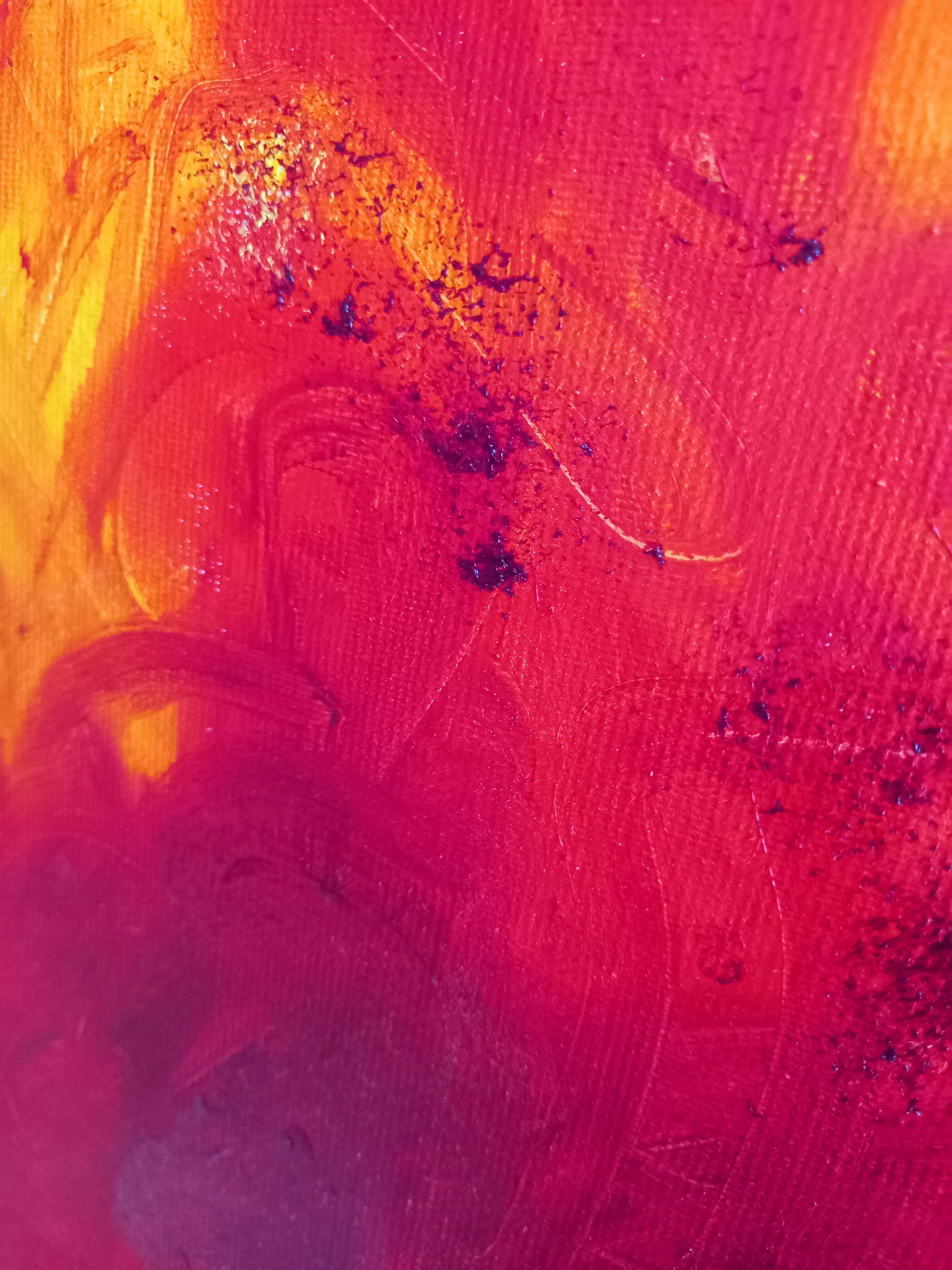 Lava - Red Abstract Painting by Rachel AR