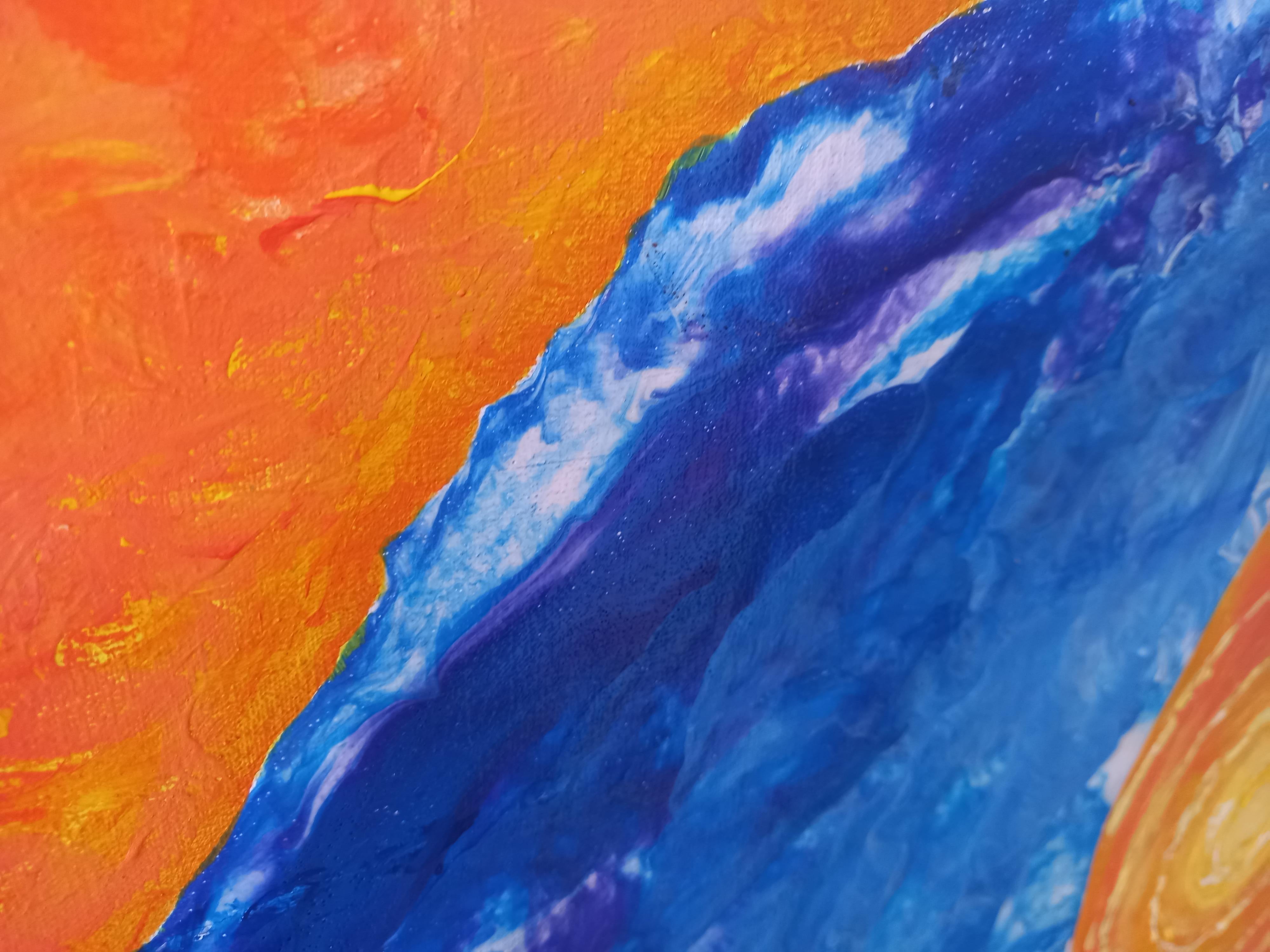 Salitre y calima - Blue Abstract Painting by Rachel AR