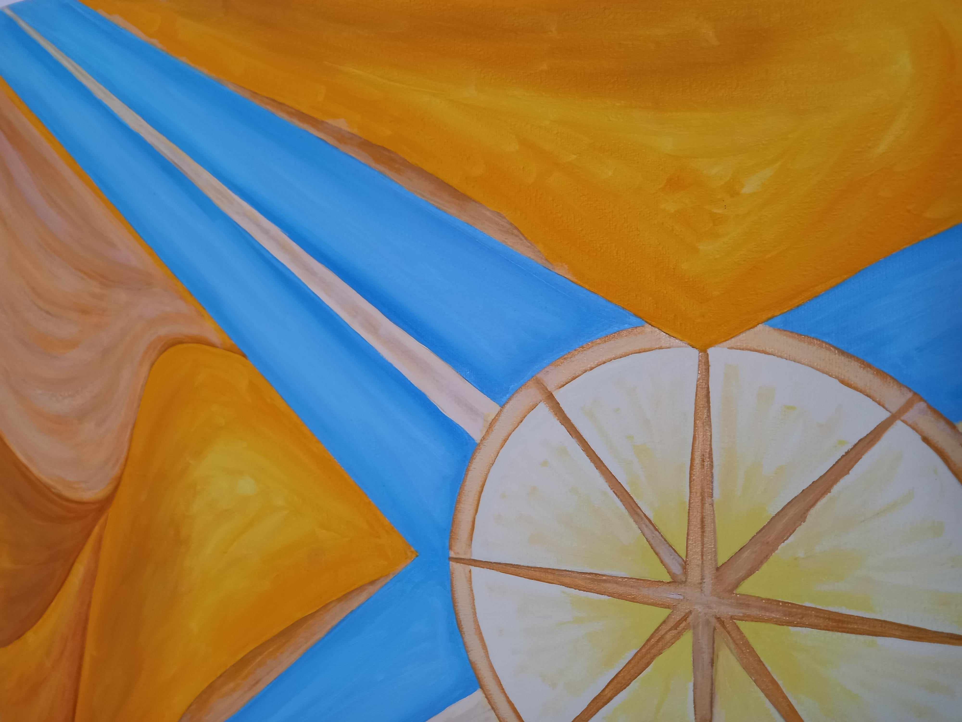 Viaje - Brown Abstract Painting by Rachel AR
