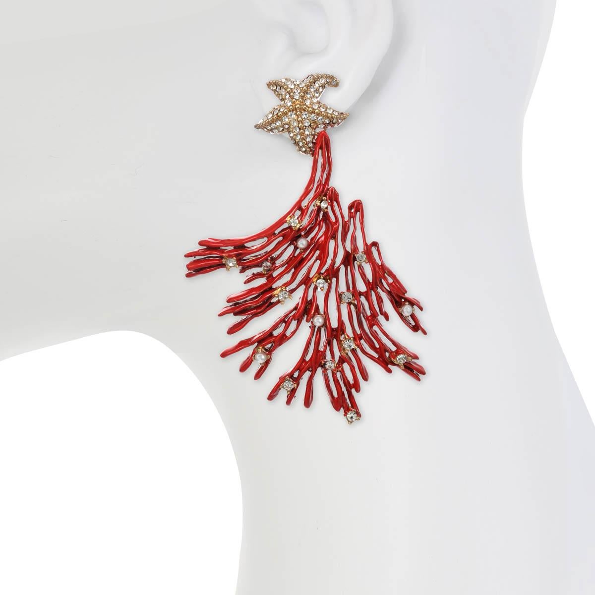 Living in Gold & Red!
  “Laguna” is an Italian name meaning “A body of water cut off from a larger body by a reef of sand or coral”, perfectly suits  this gorgeous pair of statement earrings. Wear your hair up in an elegant style and make a