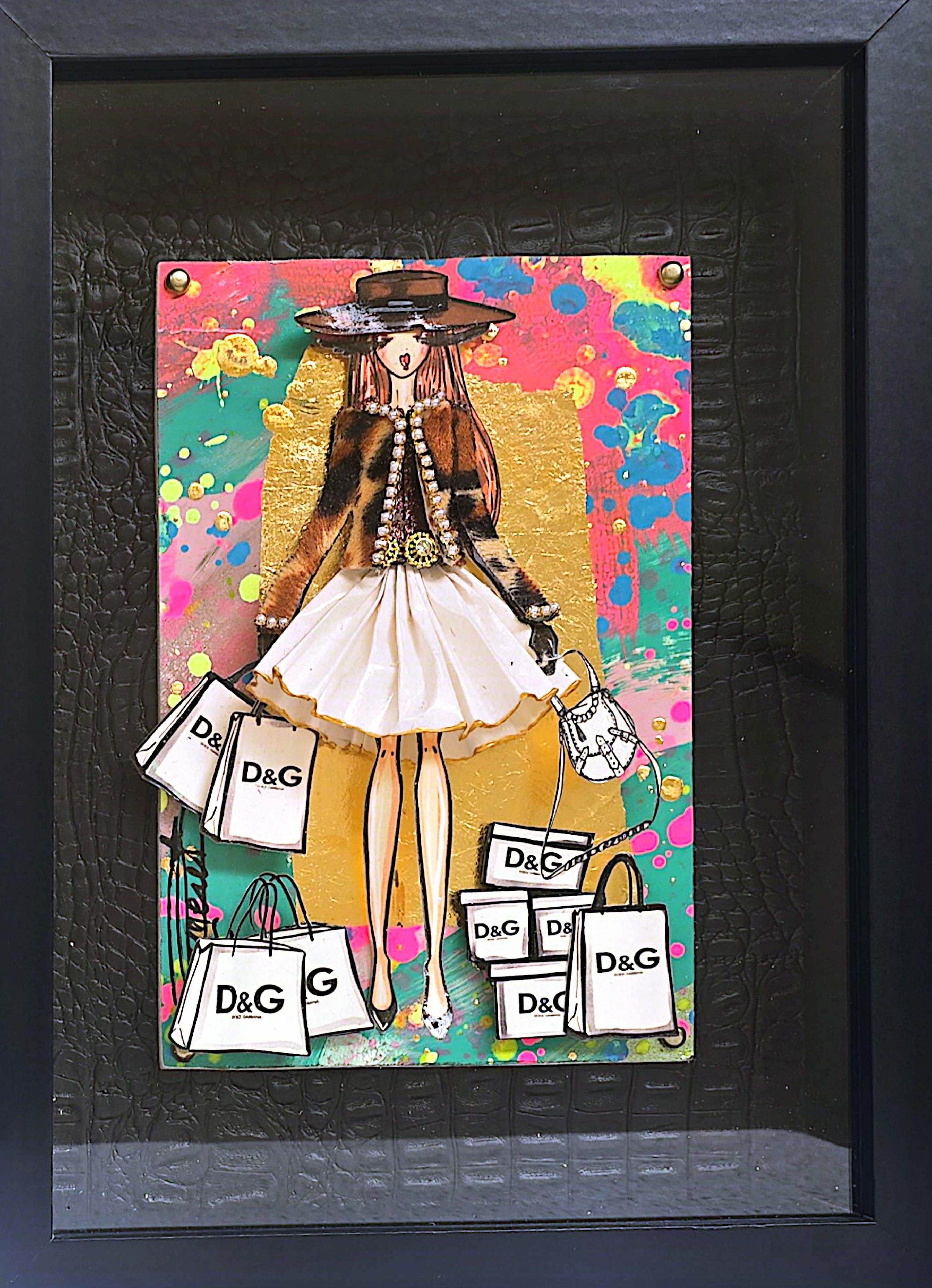 PAPIERPUPPE DOLCE GABBANA HOMMAGE – Mixed Media Art von RACHEL BERGERET