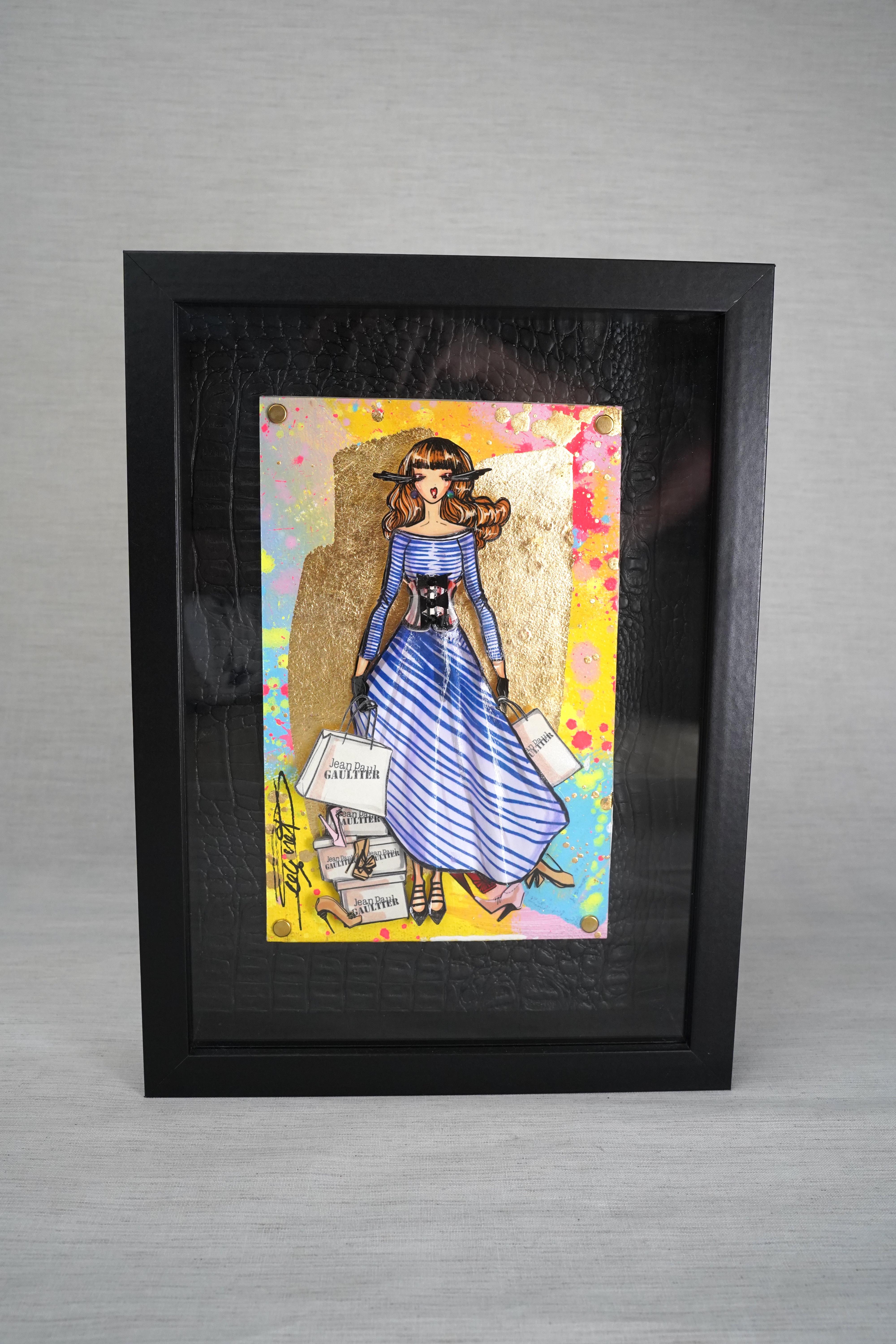 XS Paper Doll, JPG Tribute34 - Pop Art Mixed Media Art by RACHEL BERGERET